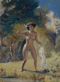 Nude Holding Shift, Louis Eilshemius