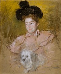Woman in Raspberry Costume Holding a Dog, Hirshhorn Museum and Sculpture Garden, Mary Cassatt