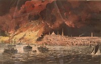 Lithograph, "The Great Fire at Boston", Smithsonian National Museum of African Art