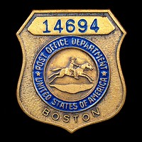 Postal clerk chest badge, number 14694