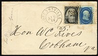 1c Franklin and 2c Jackson on cover