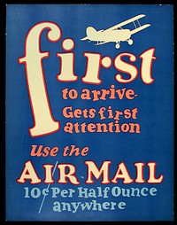 Airmail poster advertising the ten-cent rate