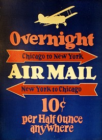 Airmail poster advertising the ten-cent rate