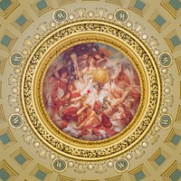 Resources of Wisconsin, by Edwin Blashfield. Mural inside the roof of the dome of the Wisconsin State Capitol, Madison, Wisconsin completed in 1917.