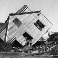 Aftermath of Galveston, Texas hurricane of 1900. House on Avenue N.