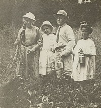 Untitled (Flora, Elizabeth, Howard & Kitty in Lake George field) by Alfred Stieglitz