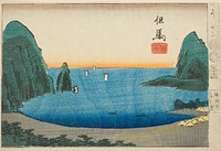 Takanohama in Tajima, section of sheet no. 12 from the series "Cutout Pictures of the Provinces (Kunizukushi harimaze zue)" by Utagawa Hiroshige