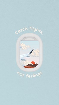 Airplane window aesthetic mobile wallpaper, cute travel background