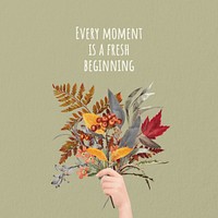 Fall leaves illustration & inspirational quote
