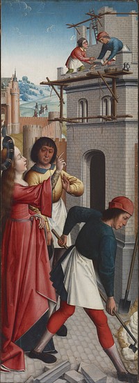 St. Barbara Directing the Construction of a Third Window in Her Tower (1470-1500 (Late Medieval)) by Master of the Joseph Sequence