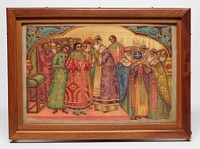 Painted Plaque with a Scene of the Coronation of Tsar Michael Romanov (1913) by Stroganov School