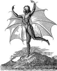 Portrait of a man-bat (Vespertilio-homo), from an edition of the moon series published in Naples. (Courtesy of the New York Public Library.) (1836)