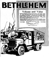 1920 Oregon newspaper ad for Bethlehem Trucks.