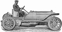 Original: Mercedes-Gordon-Bennet-Wagen mit 120 pferdigem Vierzylindermotor, der von Jenatzy beim Rennen 1905 in der Auvergne gefahren wurde