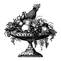 Typographic ornament of a bowl of fruit