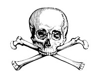 Skull-and-crossbones ornament from an 1867 type catalog.
