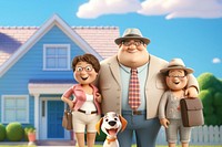 3D happy family cartoon illustration