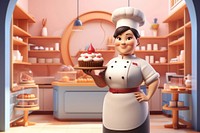 3D cheerful patissier cartoon illustration