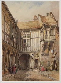 Courtyard of House at no. 29, Rue de la Tannerie, Abbeville, Somme, France; said to be from the reign of François I 