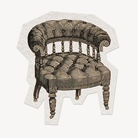Victorian armchair, furniture collage element, remixed by rawpixel.