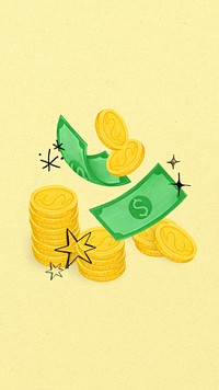 Floating money iPhone wallpaper, finance remix