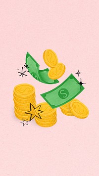 Floating money iPhone wallpaper, finance remix