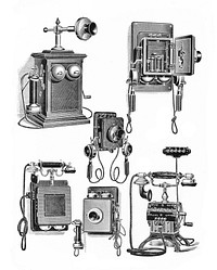 Typical telephone instruments (Rankin Kennedy, Electrical Installations, Vol V, 1903) by Andy Dingley.