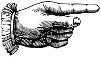 A manicule or pointing hand (ca. 1850)