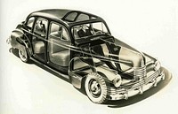 1942 Nash Ambassador 600 X-ray drawing -- scan of en:Nash Motors public relations materials. This image is part of the Press Release package for the new car's construction design. This image was released by the company (for the introductuction of its new line of 1942 model year automobiles) to be distributed for "free" by the media to the public.