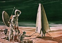 Artist's conception of the Mars Excursion Module (MEM) proposed in a NASA Study in 1964.Dixon, Franklin P. (June 12, 1964). "Summary Presentation: Study of a Manned Mars Excursion Module". Proceeding of the Symposium on Manned Planetary Missions: 1963/1964 Status. Huntsville, Alabama: NASA George C. Marshall Space Flight Center. p. 470. NASA-TM-X-53049; 64N-26979.