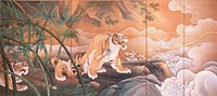 Folding screen with painting of dragon and tiger. Important Cultural Properties of Japan