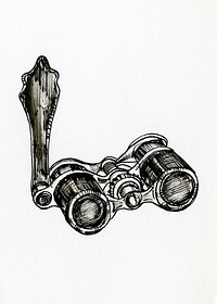 The description of the concept in this drawing is: Small, usually compact, binoculars intended for indoor use, as at the opera, theaters, or concerts; includes those made with a detachable stick or handle for holding. (AAT)