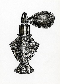 The description of the concept in this drawing is: Term applied to a wide variety of bottles of different size and shape intended primarily for holding or dispersing perfume. Includes those made for sale to cosmetics manufacturers as well as those often decorative forms meant to be placed on the dressing table and sometimes part of a toilet set. (AAT)