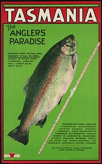 File name:08_05_000061Title:Tasmania. The anglers' paradiseDate issued:1910-1959 (approximate)Genre:Travel posters; LithographsSubject:Tourism; SightseersNotes:Melb., Vic., Australia : Troedel & Cooper Pty. Ltd., Photo-Print; Title from item.; Tasmanian Tourist Bureau, HobartCollection:Boston Public Library, Vintage Travel PostersLocation:Boston Public Library, Special CollectionsRights:Rights status not evaluated