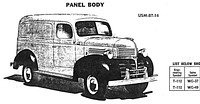 Dodge WC-37 / WC-49 Panel Body (engineering code T-112; body type code USM-BT-14) — NOTE: Carried over body from previous Dodge VC-6 (code T-202), but paneled-up rear side windows.