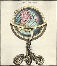 Globe terrestre, from: Claude Buy de Mornas: Atlas méthodique et elémentaire de géographie et d'histoire, Volume I, s. l. (Paris), Dr. und J. (1761)
