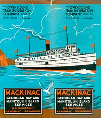 Poster for the Owen Sound Transportation Co. 1931, showing SS Manitoulin