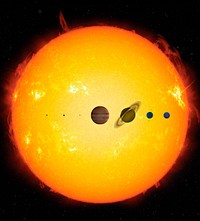 All 8 planets in a size comparison with the Sun in scale