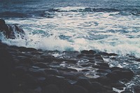Ocean waves, foamy, blue sea ,free public domain CC0 photo.