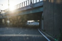 Free city driving highway under bridge public domain CC0 photo.