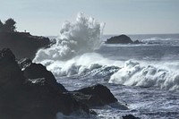 Free waves crashing rocks monochrome photography public domain CC0 photo.