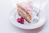 Raspberry Cake slice image, free public domain CC0 photo.