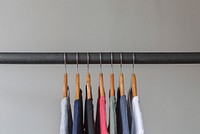 T-shirts on a hanger. Free public domain CC0 photo.