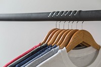 T-shirts on a hanger. Free public domain CC0 photo.