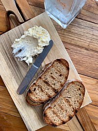 Free appetizer with toasted bread and whipped butter image, public domain food CC0 photo.