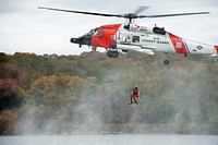 Helicopter rescue operations at sea.Original public domain image from Flickr