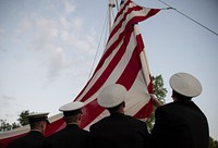 NEW LONDON, Conn. -- The U.S. Coast Guard Academy Corps of Cadets conducts a Sunset Regimental Review May 17, 2015. Connecticut Governor Dannel P. Malloy was the reviewing official. U.S. Coast Guard photo by Petty Officer 2nd Class Cory J. Mendenhall. Original public domain image from Flickr