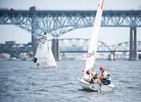 NEW LONDON, Conn. -- Swabs from the Class of 2019 practice sailing under the guidance of their 2nd Class Cadre at the U.S. Coast Guard Academy July 13, 2015 during Swab Summer. U.S. Coast Guard photo by Petty Officer 2nd Class Cory J. Mendenhall. Original public domain image from Flickr