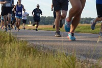 U.S. Airmen assigned to the 169th Fighter Wing and the South Carolina Air National Guard, participate in a base 5k/10k fun run at McEntire Joint National Guard Base, S.C., September 20, 2015. 