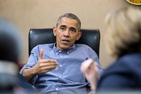 President Barack Obama convenes a meeting in the Situation Room to discuss the latest on the San Bernardino, Calif., shootings, Saturday, Dec. 5, 2015 .